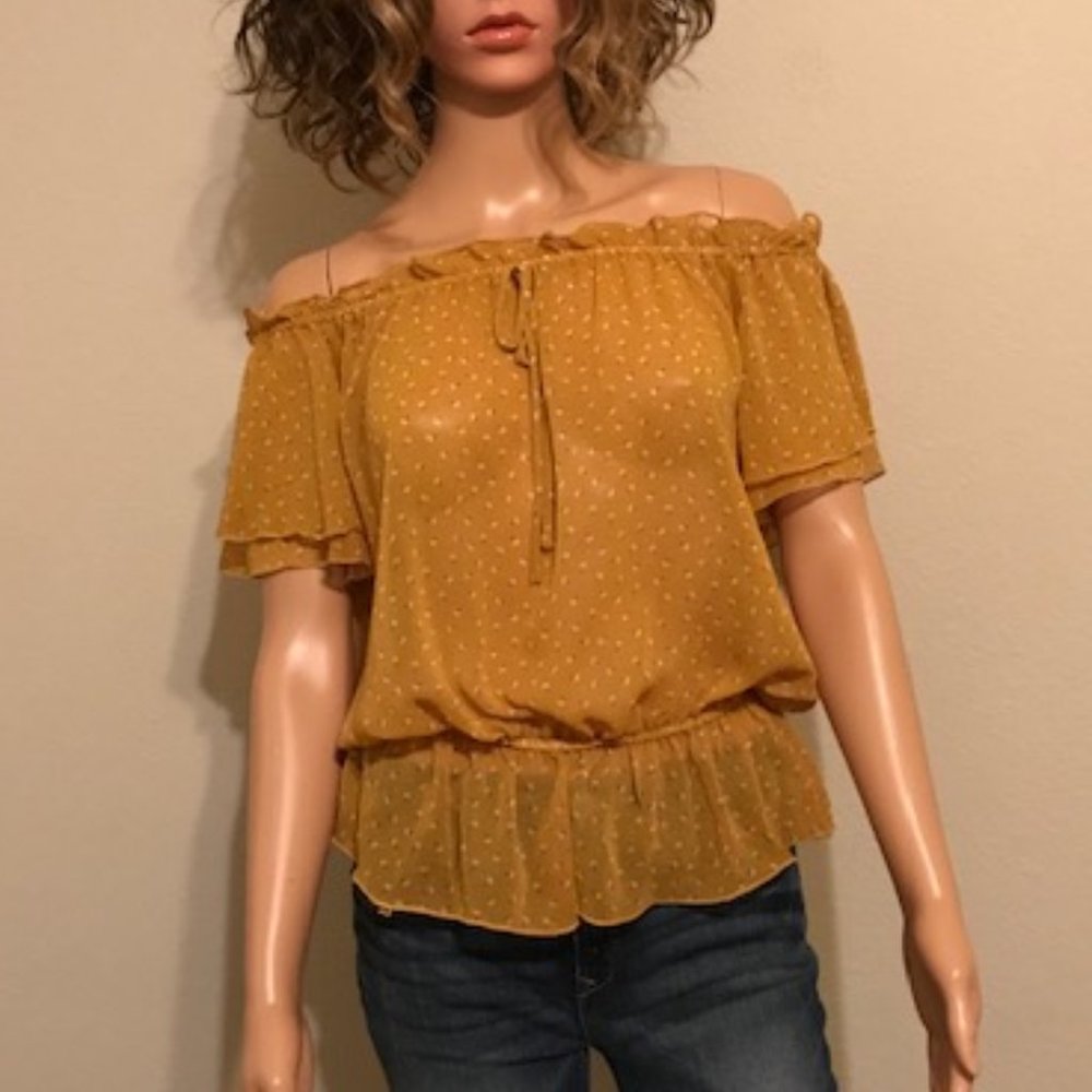 #176 Sheer Gold and Cream Top